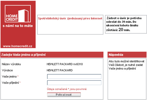 nákup na splátky Home Credit
